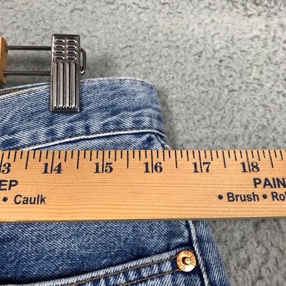 Re/Done 70s Stove Pipe Jeans Women's 30 Blue High Rise Crop Straight Leg Raw Hem - Picture 11 of 13